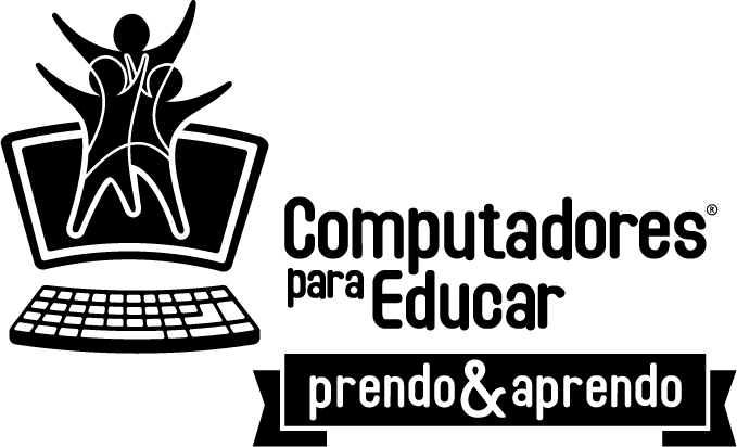 Logo de Computadores para Educar en horizontal con eslogan blanco y negro